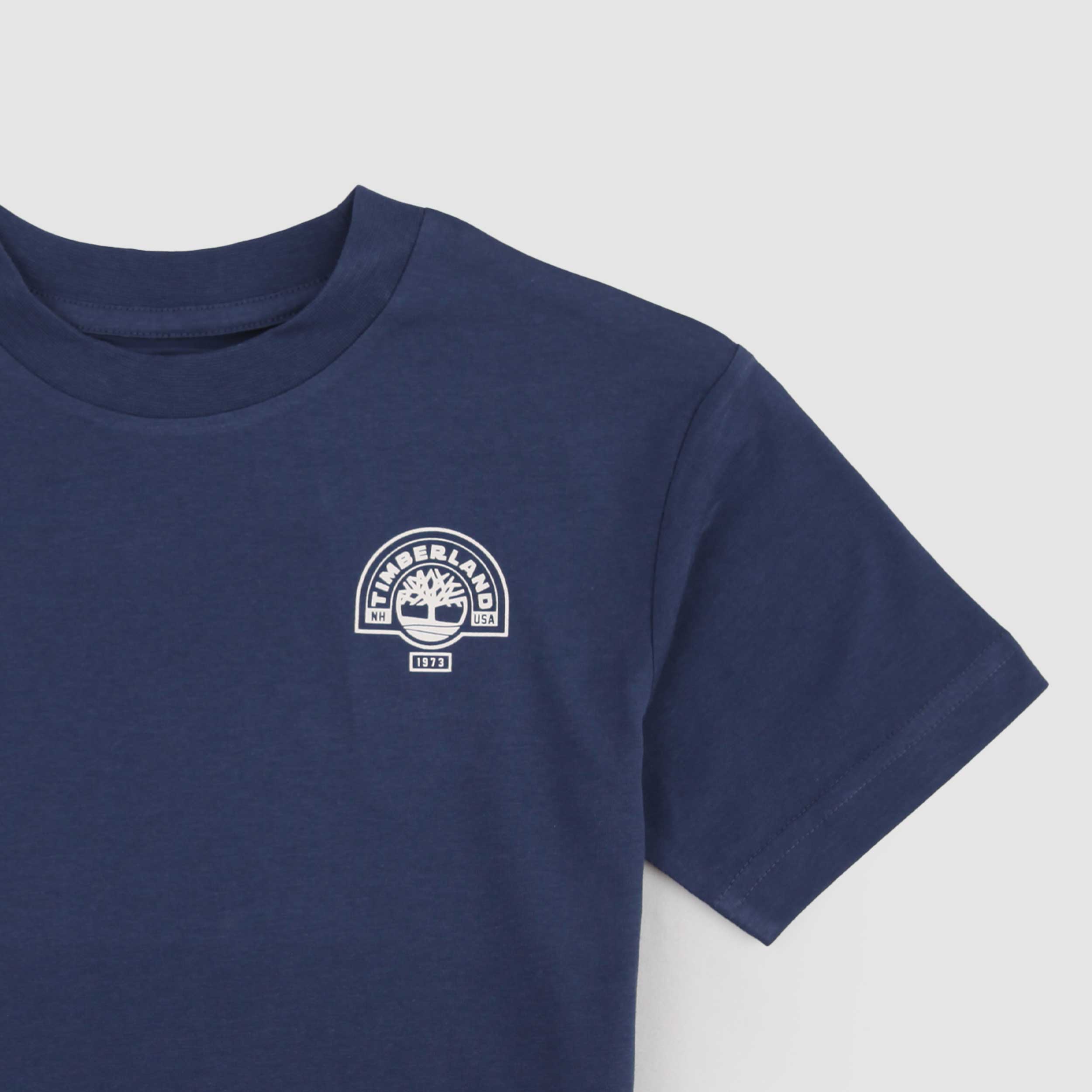 T-shirt Blu con Stampa Iconica Bianca Firmata TIMBERLAND