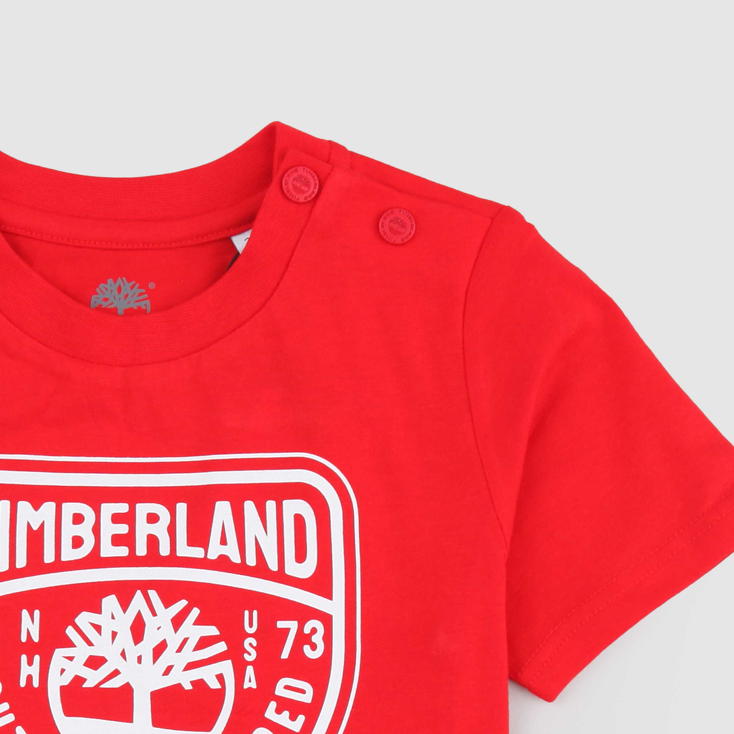 T-shirt Rossa con Bottoni sulle Spalle Firmata TIMBERLAND