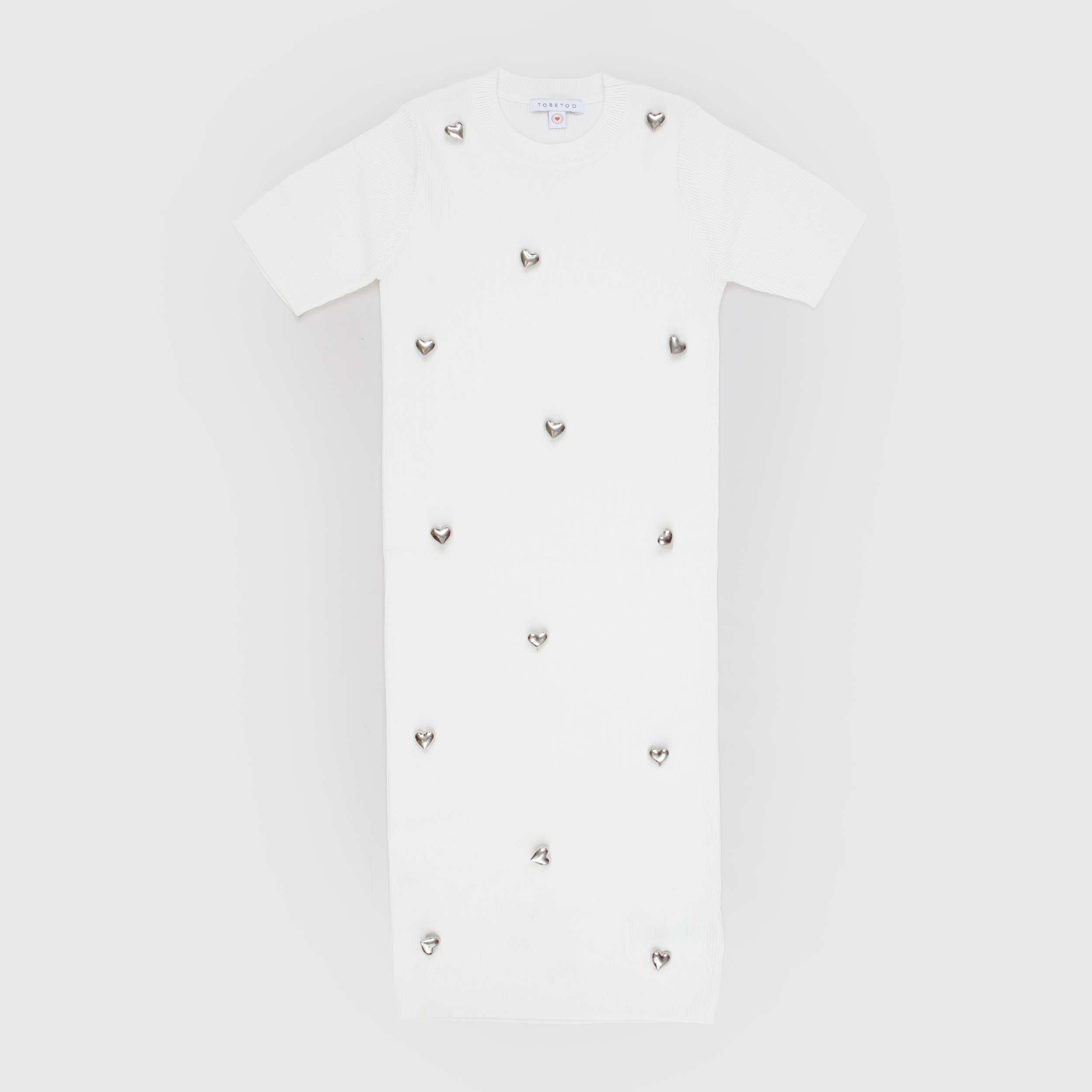 Abito Bianco con Piccoli Cuori Firmato TOBETOO