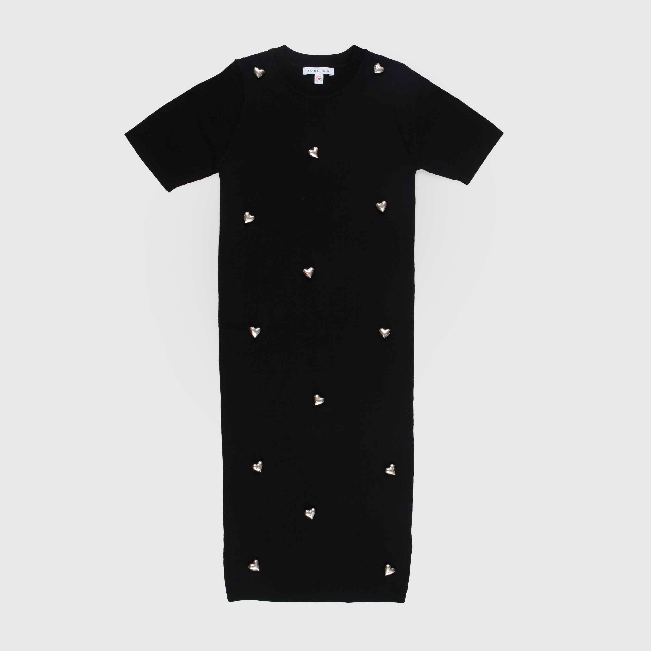 Abito Nero con Piccoli Cuori Firmato TOBETOO