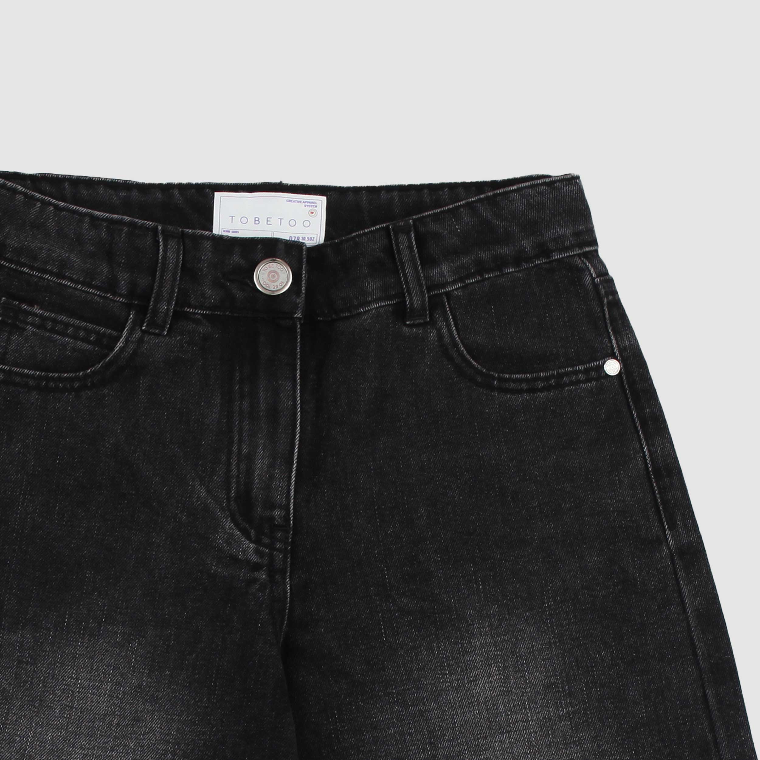 TOBETOO Branded Black Five-Pocket Bermuda Shorts