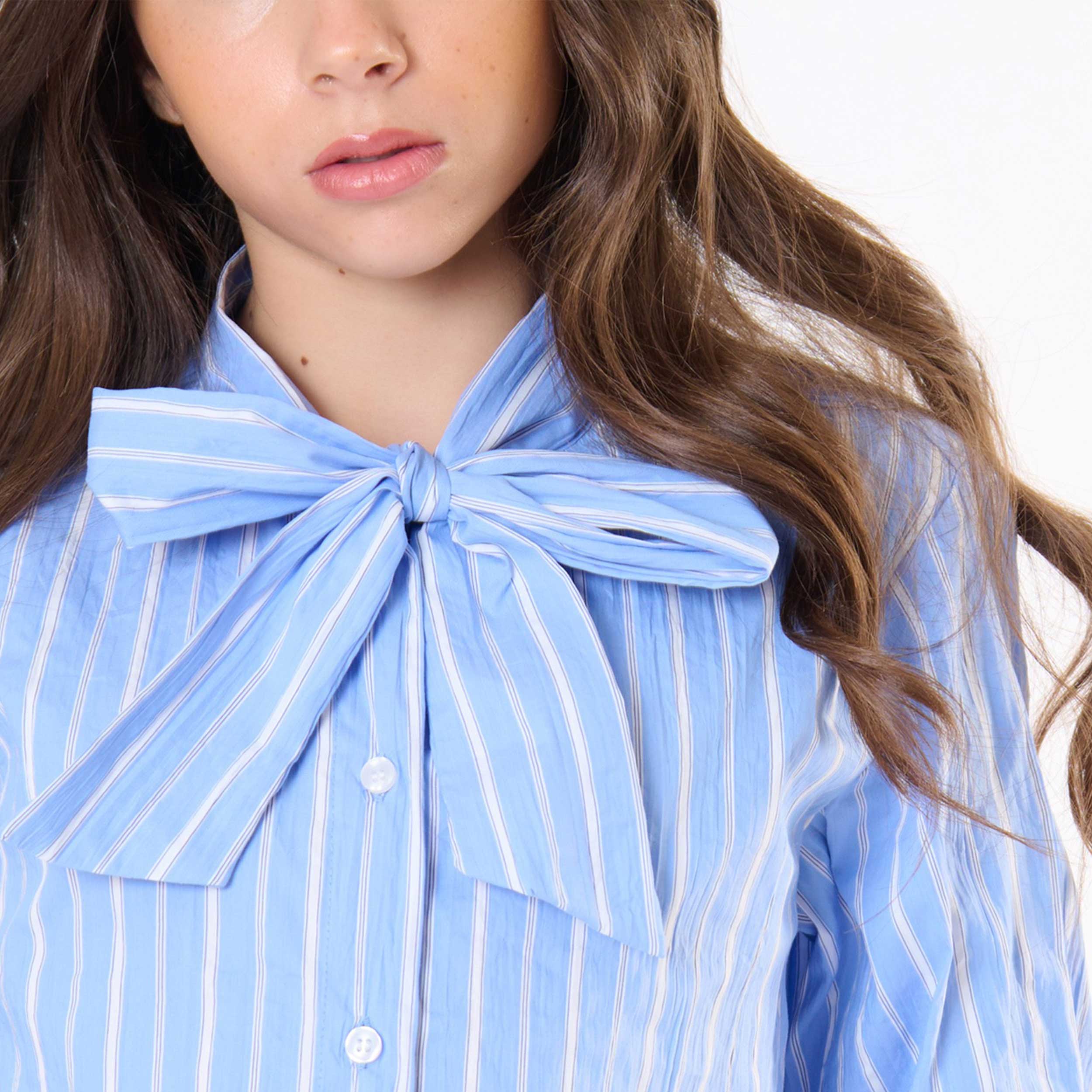 White and Light Blue Striped Shirt for Girl by TOBETOO