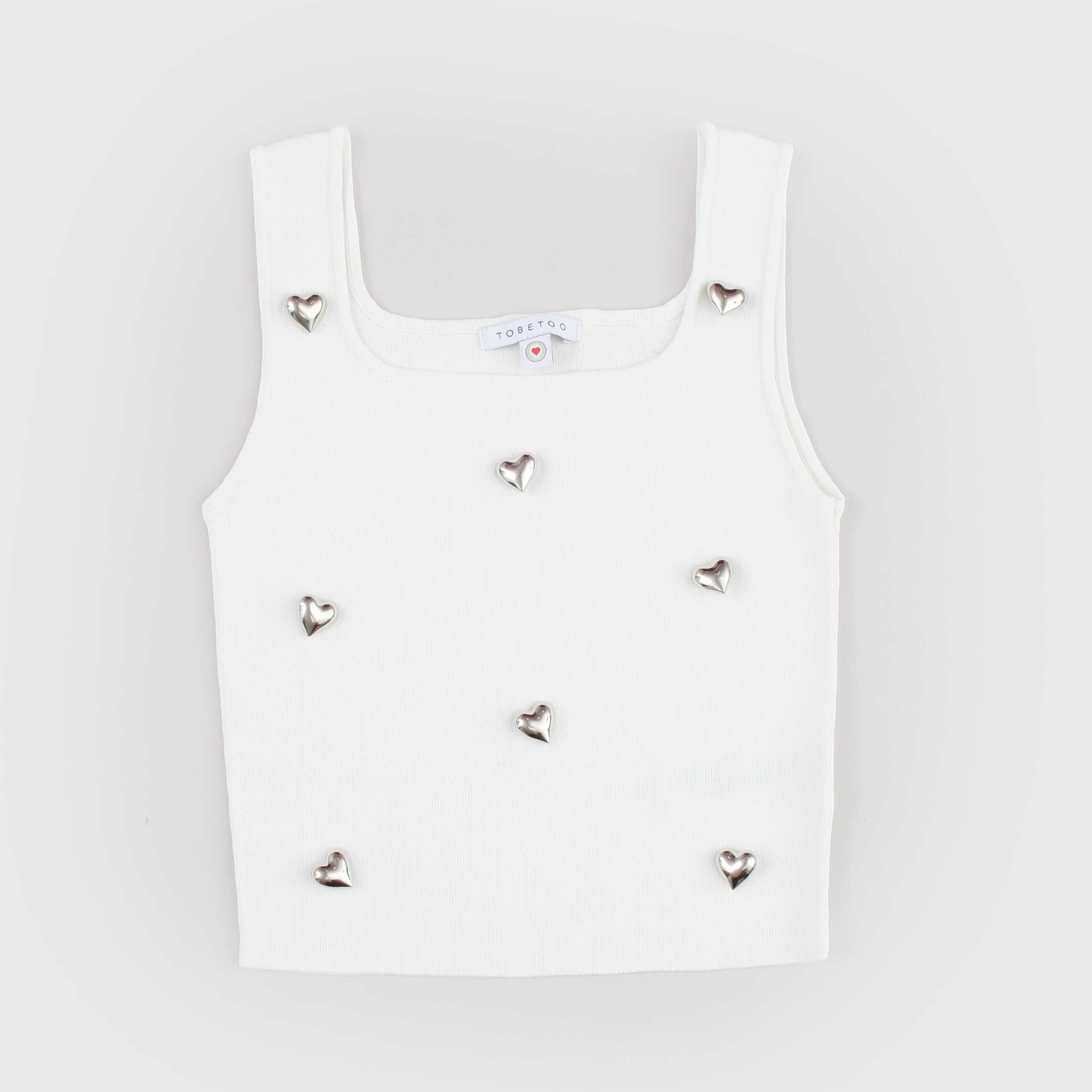 Top Bianco con Scollo Quadrato Firmato TOBETOO