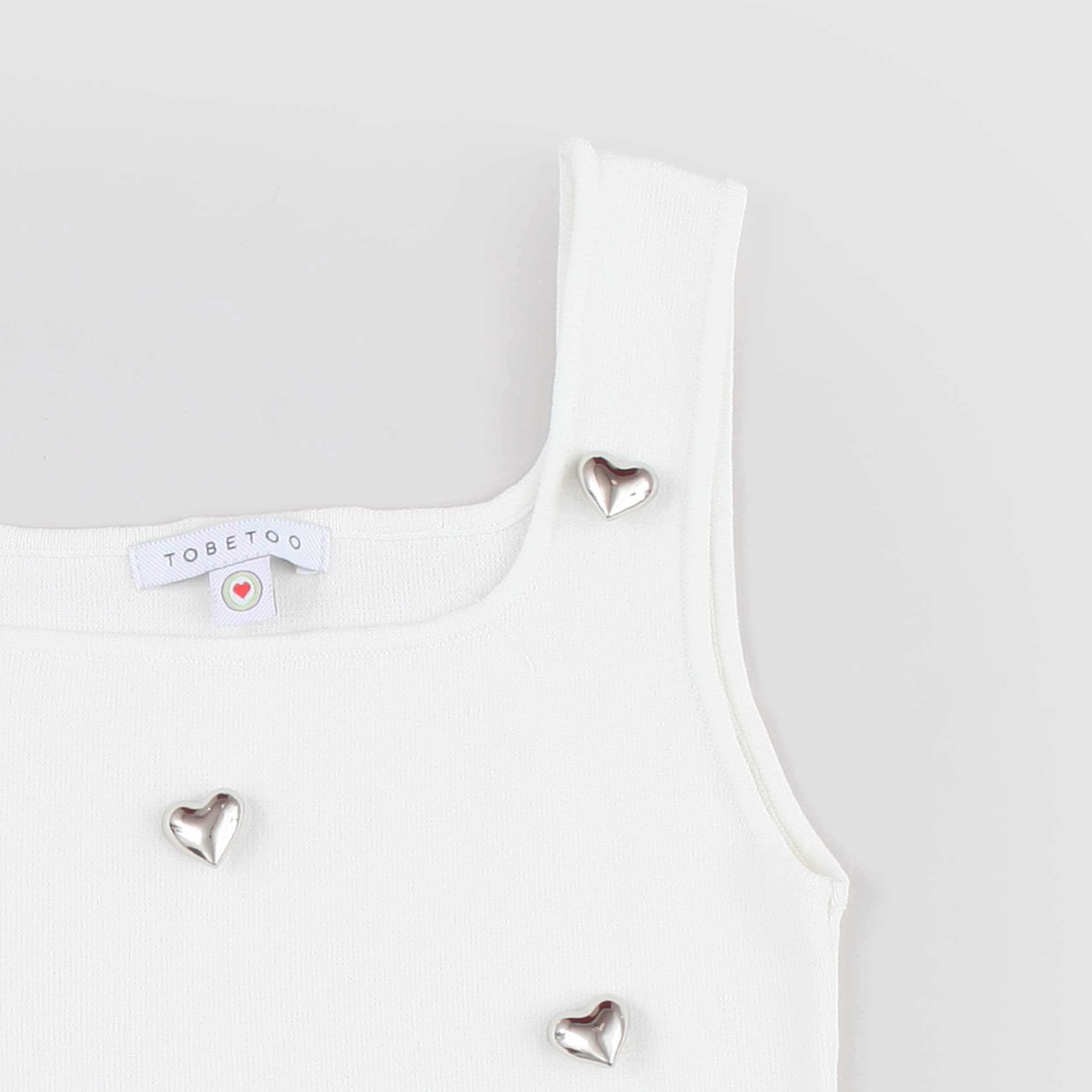 TOBETOO White Square Neck Top
