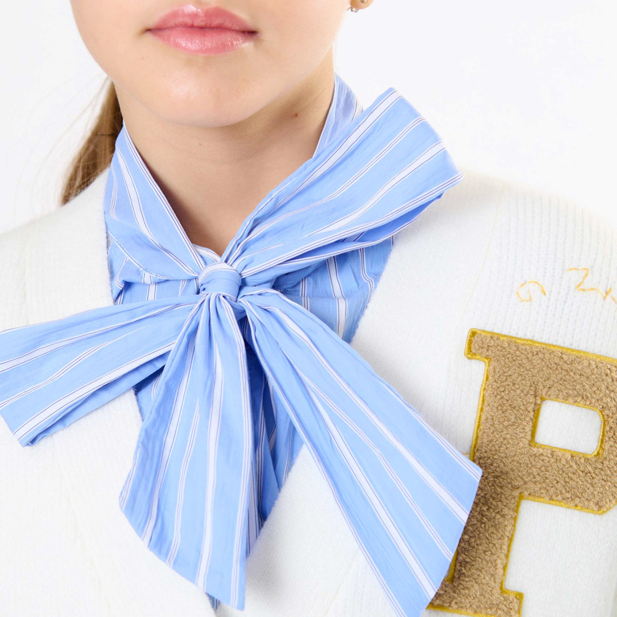 Cardigan Panna con Ricami e Toppa per Ragazza TOBETOO