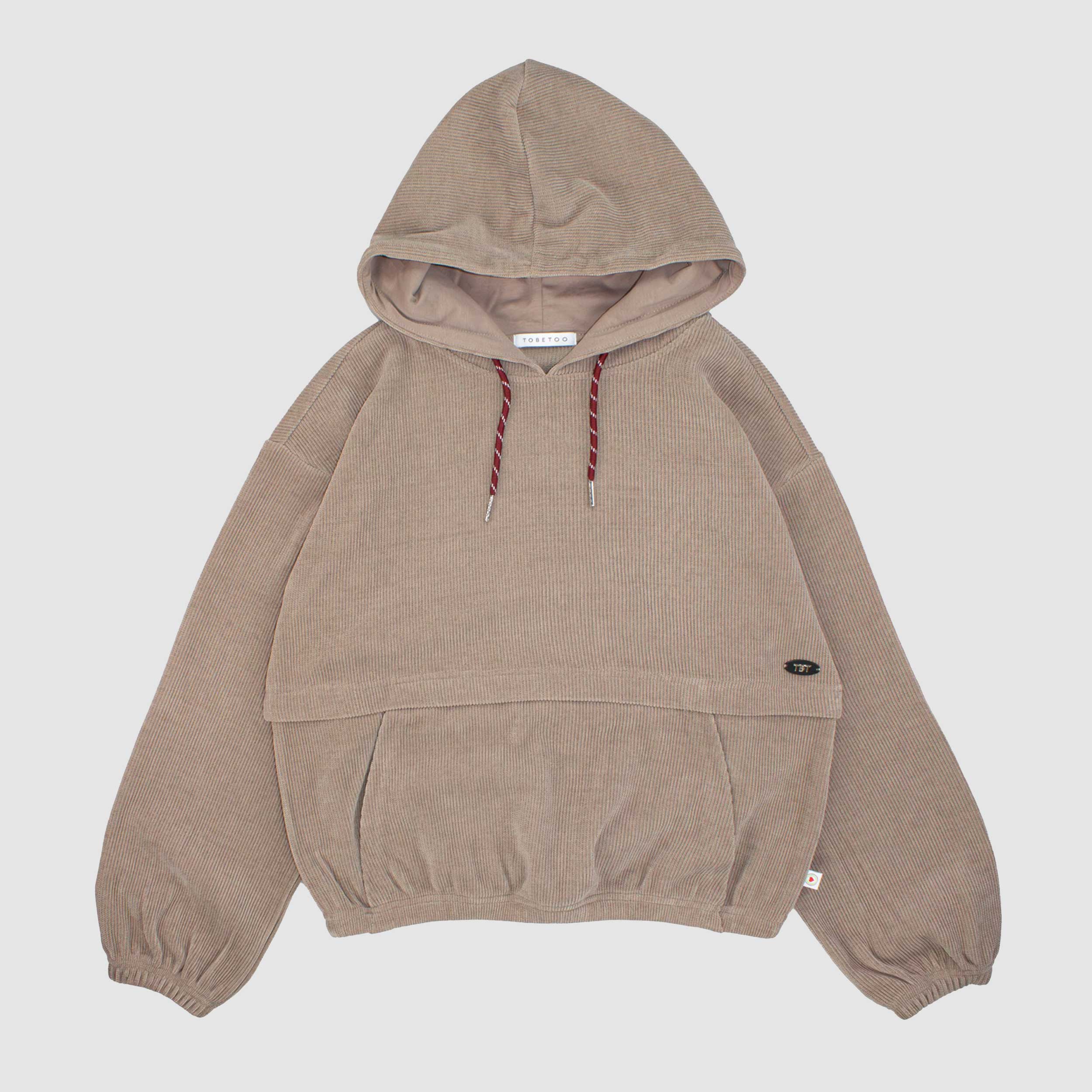 Felpa Beige in Velluto con Cappuccio per Ragazza by TOBETOO