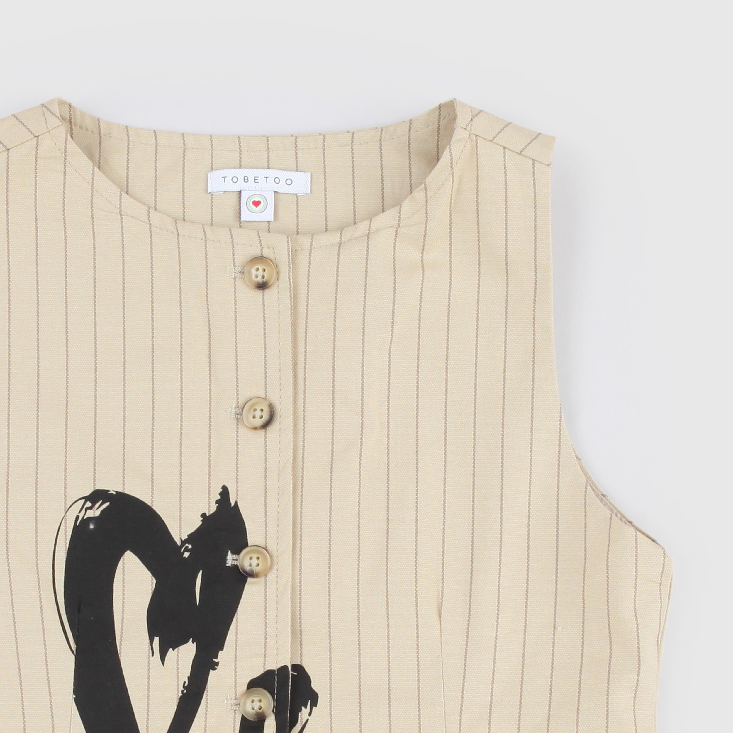 Beige Vest with Fake Pockets by TOBETOO