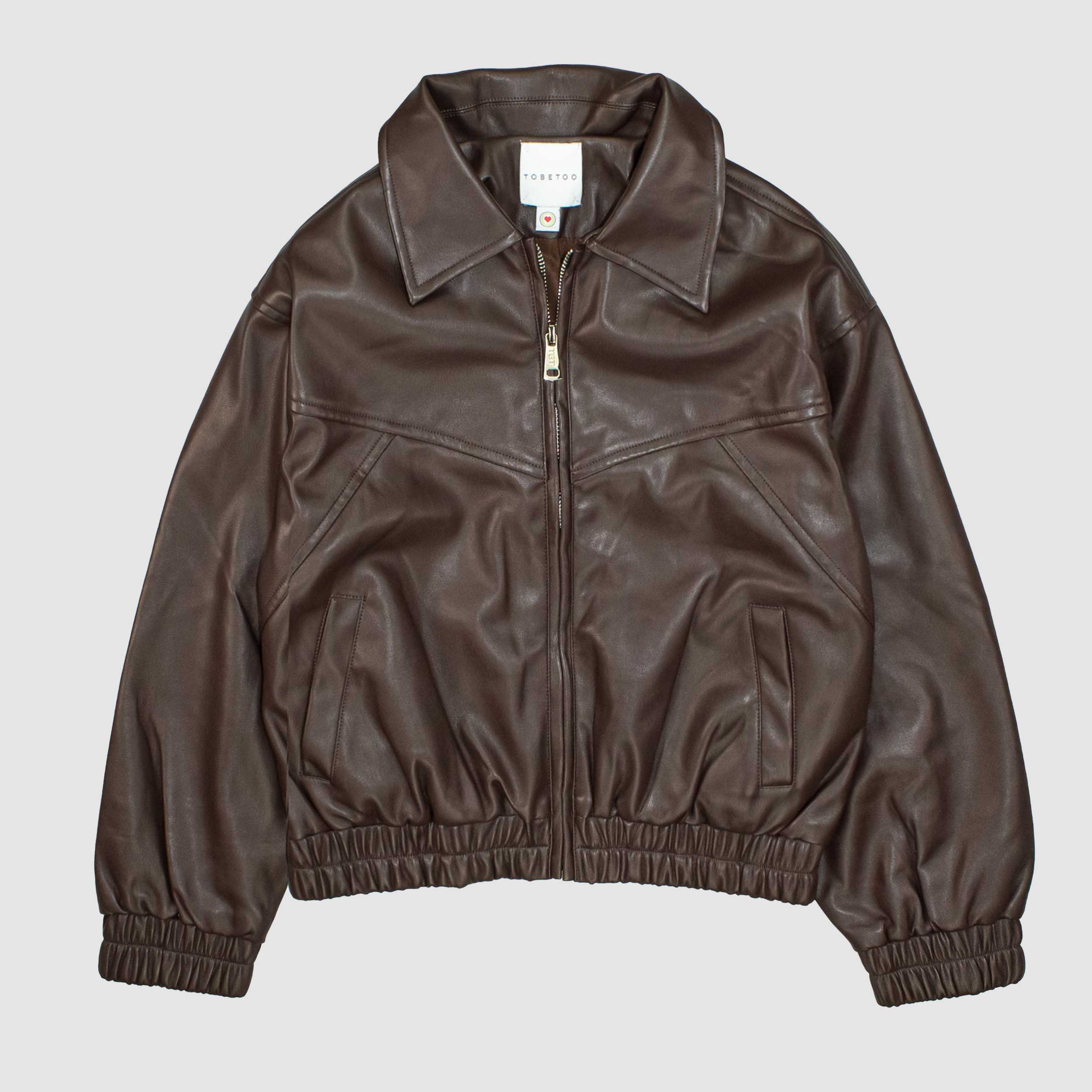 Brown Synthetic Leather Jacket for Girl by TOBETOO
