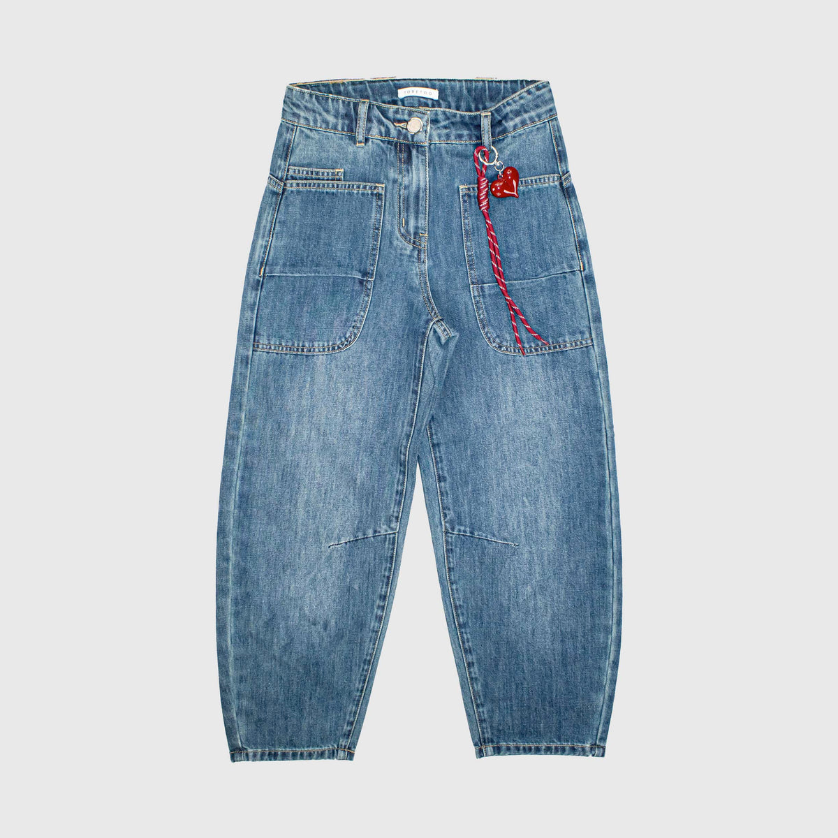 Jeans Denim Slavato con Tasche per Ragazza TOBETOO