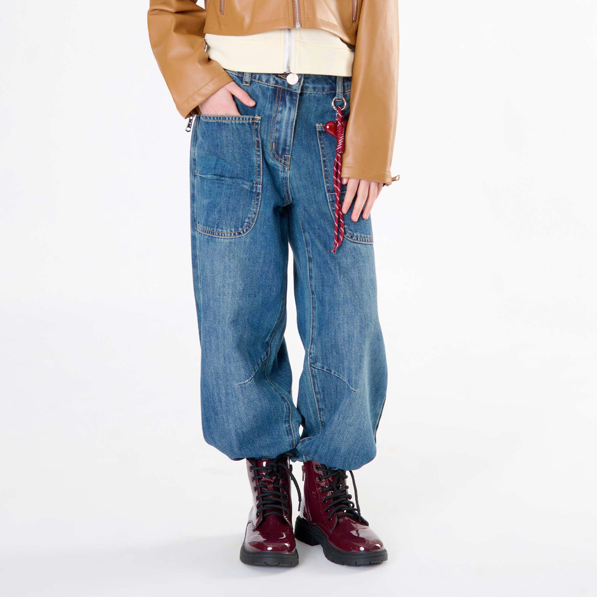 Jeans Denim Slavato con Tasche per Ragazza TOBETOO
