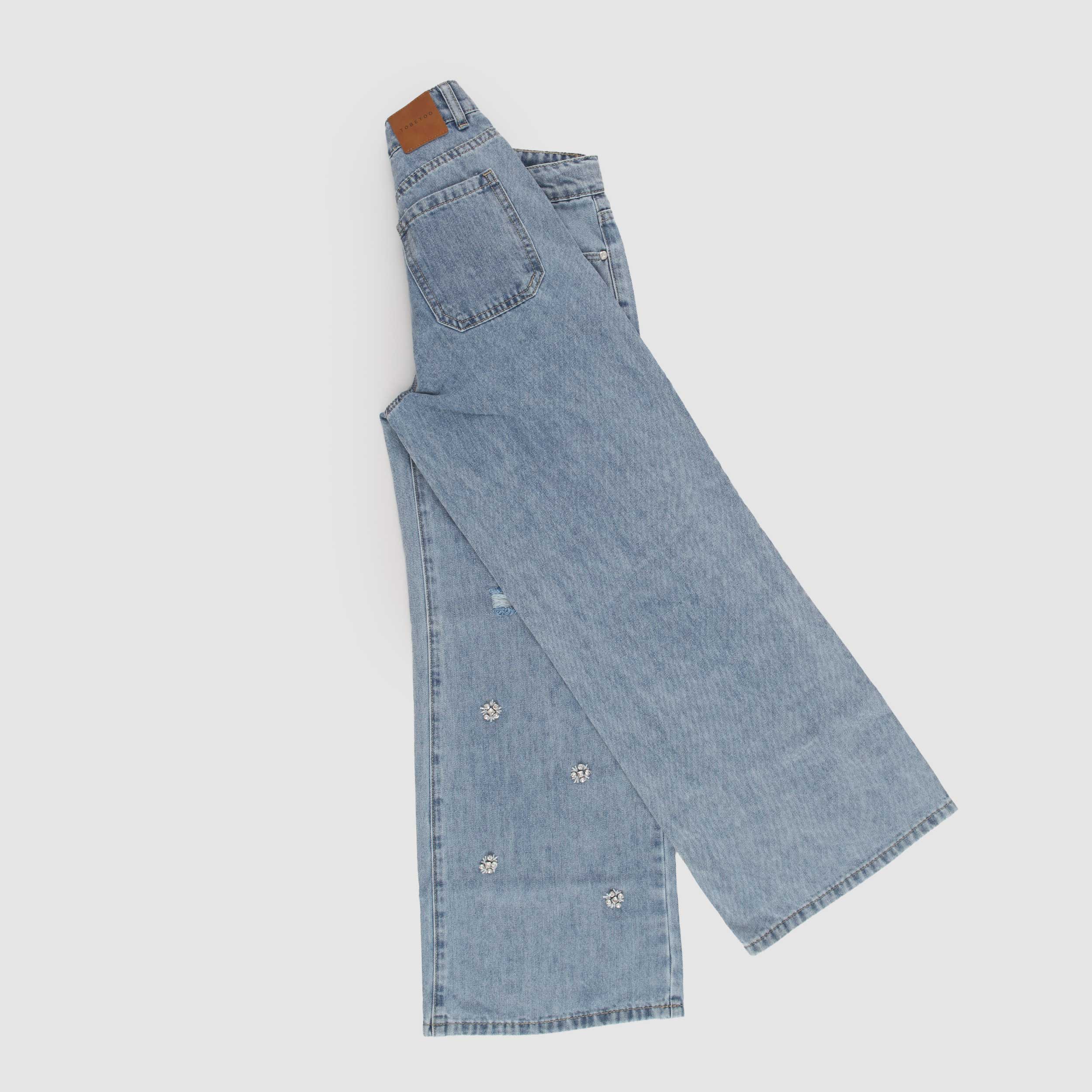 Jeans in Denim con Punti Luce Firmato TOBETOO