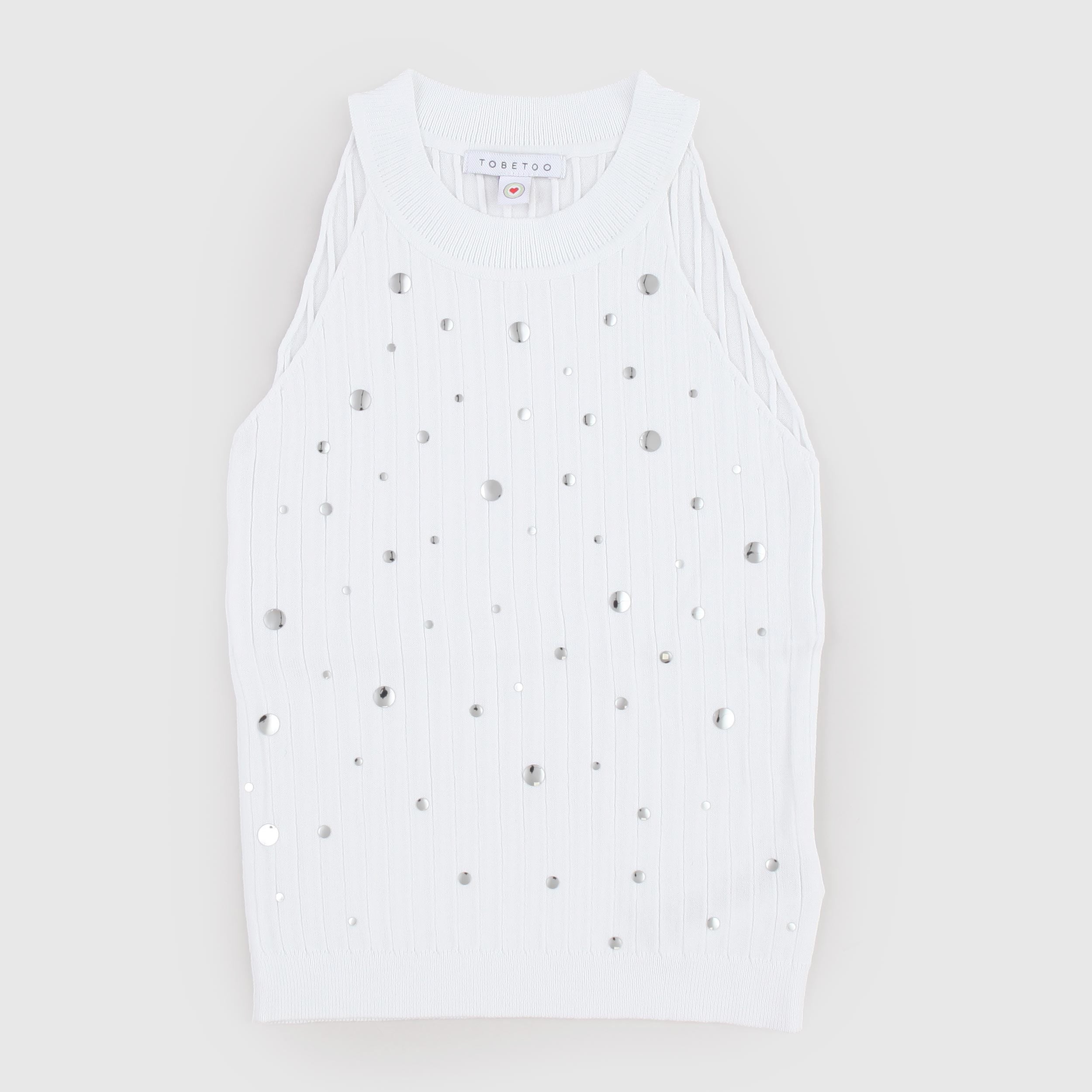 Top Bianco con applicazione a Coste Firmato TOBETOO
