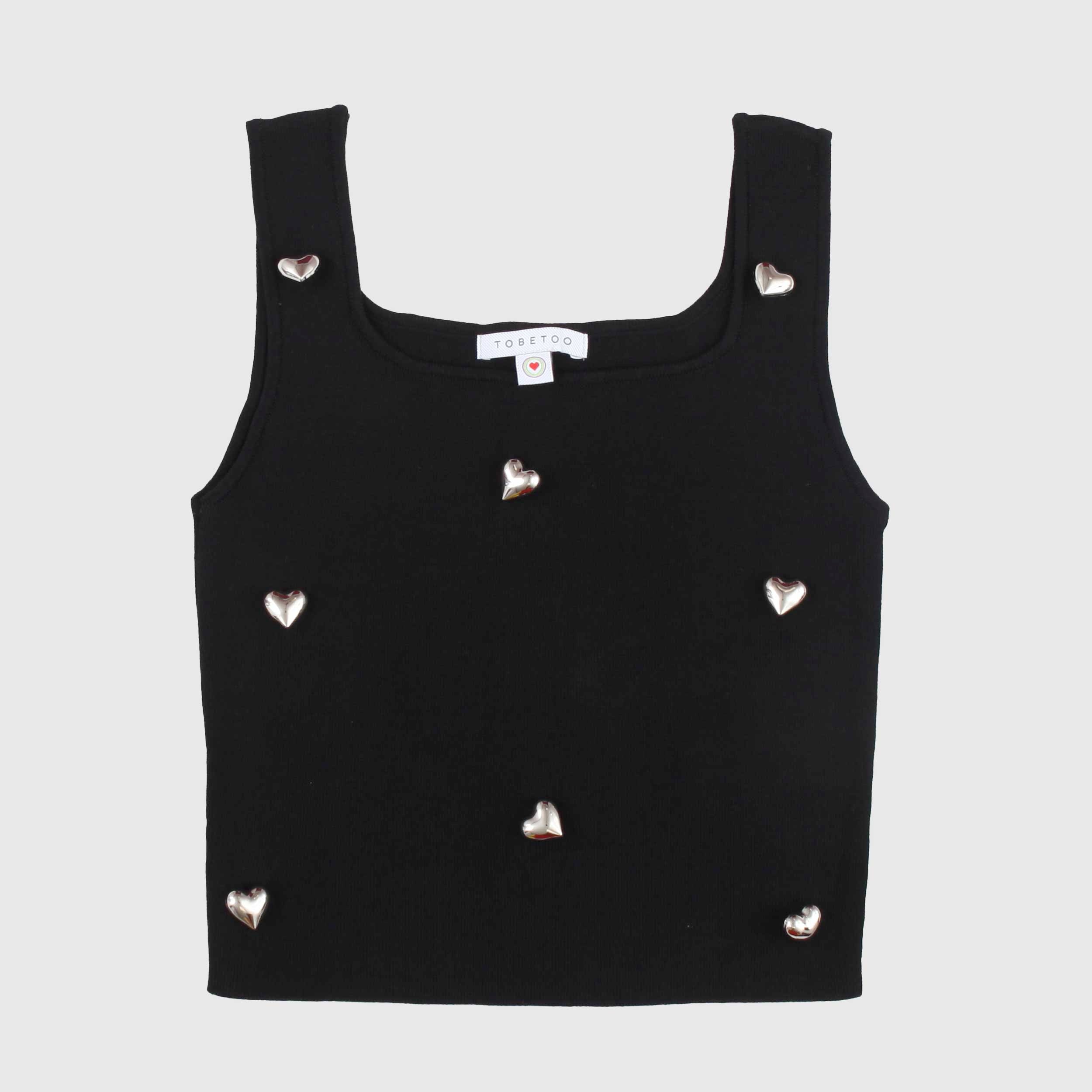 Canottiera Nera a Coste Firmata TOBETOO