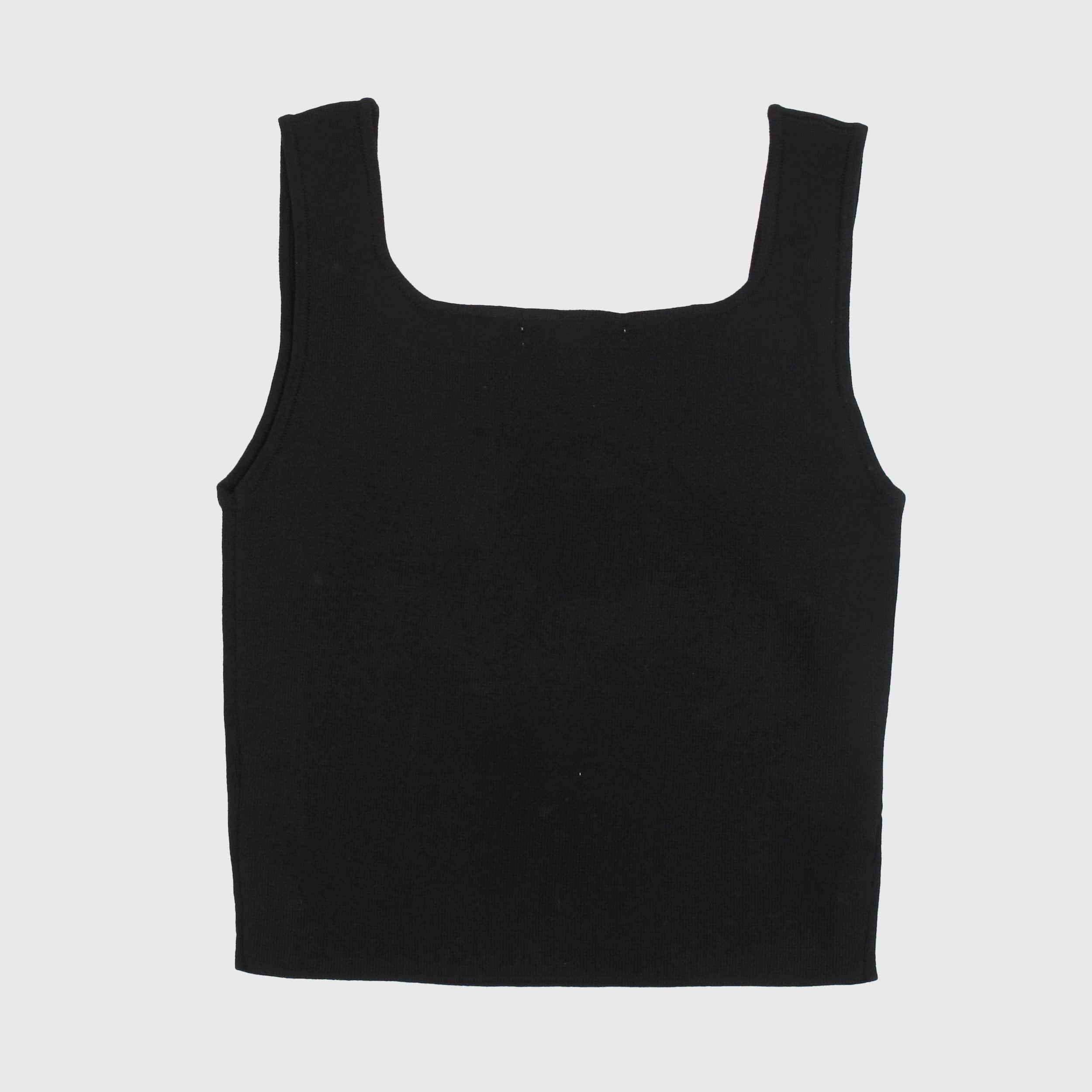 Canottiera Nera a Coste Firmata TOBETOO