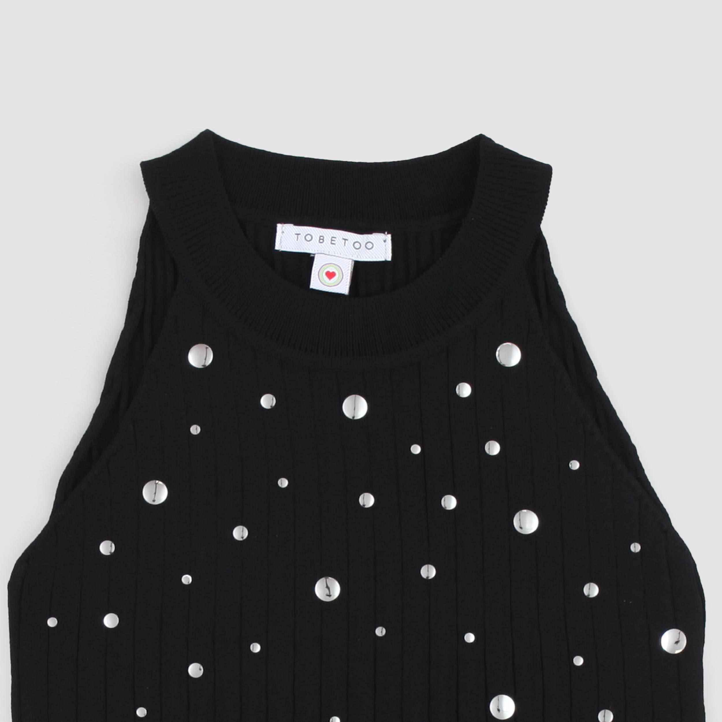 Black Top with Embossed Applique by TOBETOO