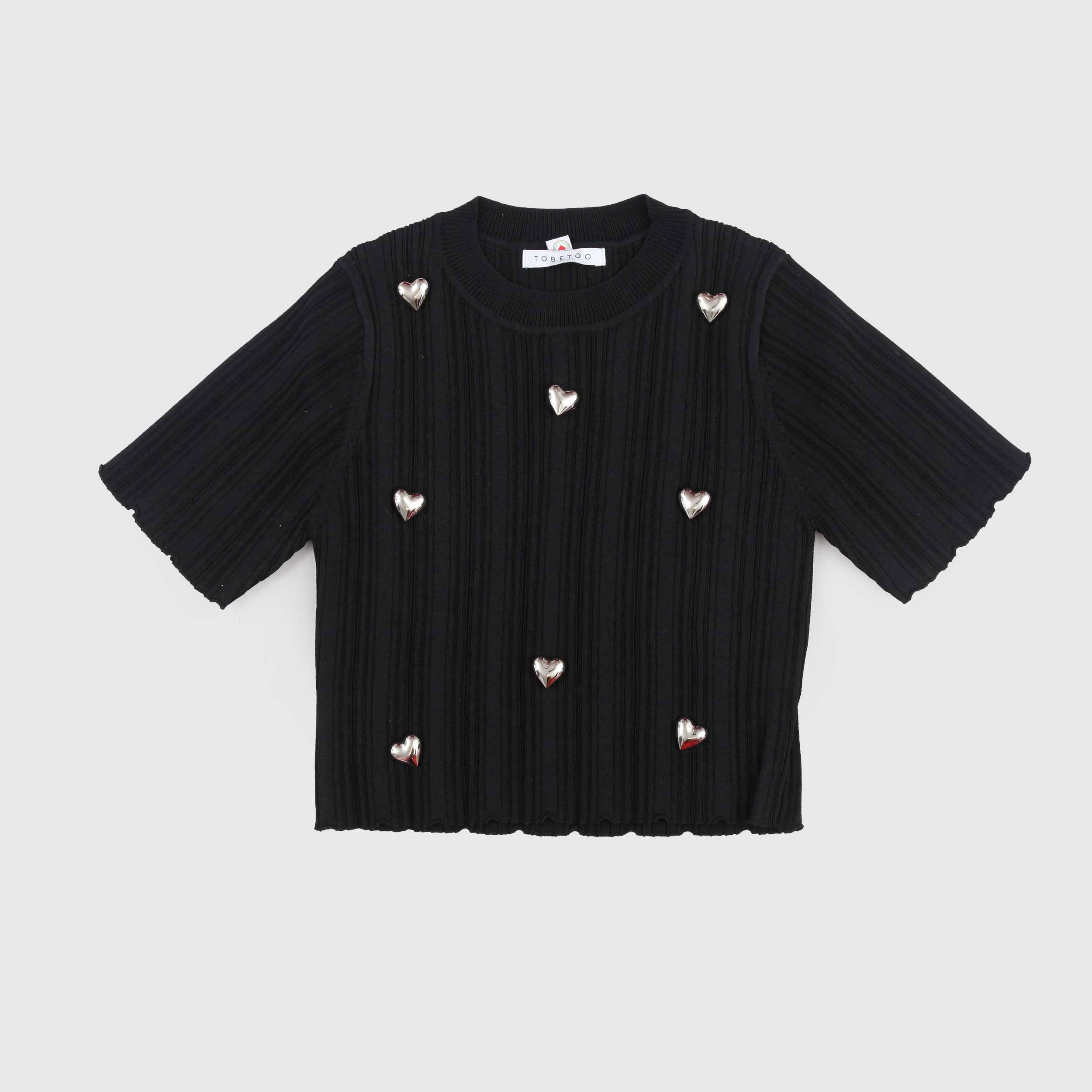 T-shirt Nera con Dettagli Metallici Firmata TOBETOO
