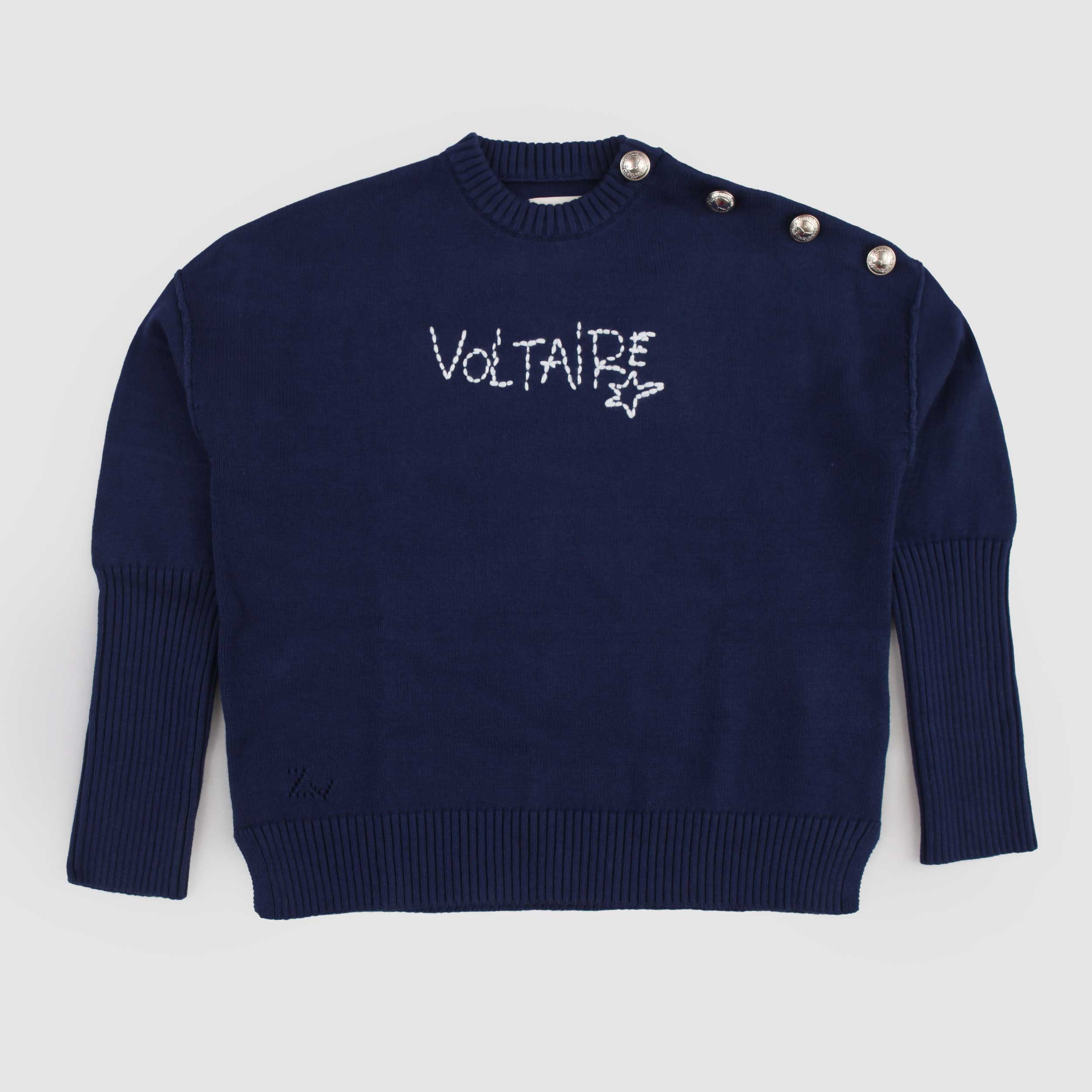 Blue Sweater with Button Opening by ZADIG AND VOLTAIRE