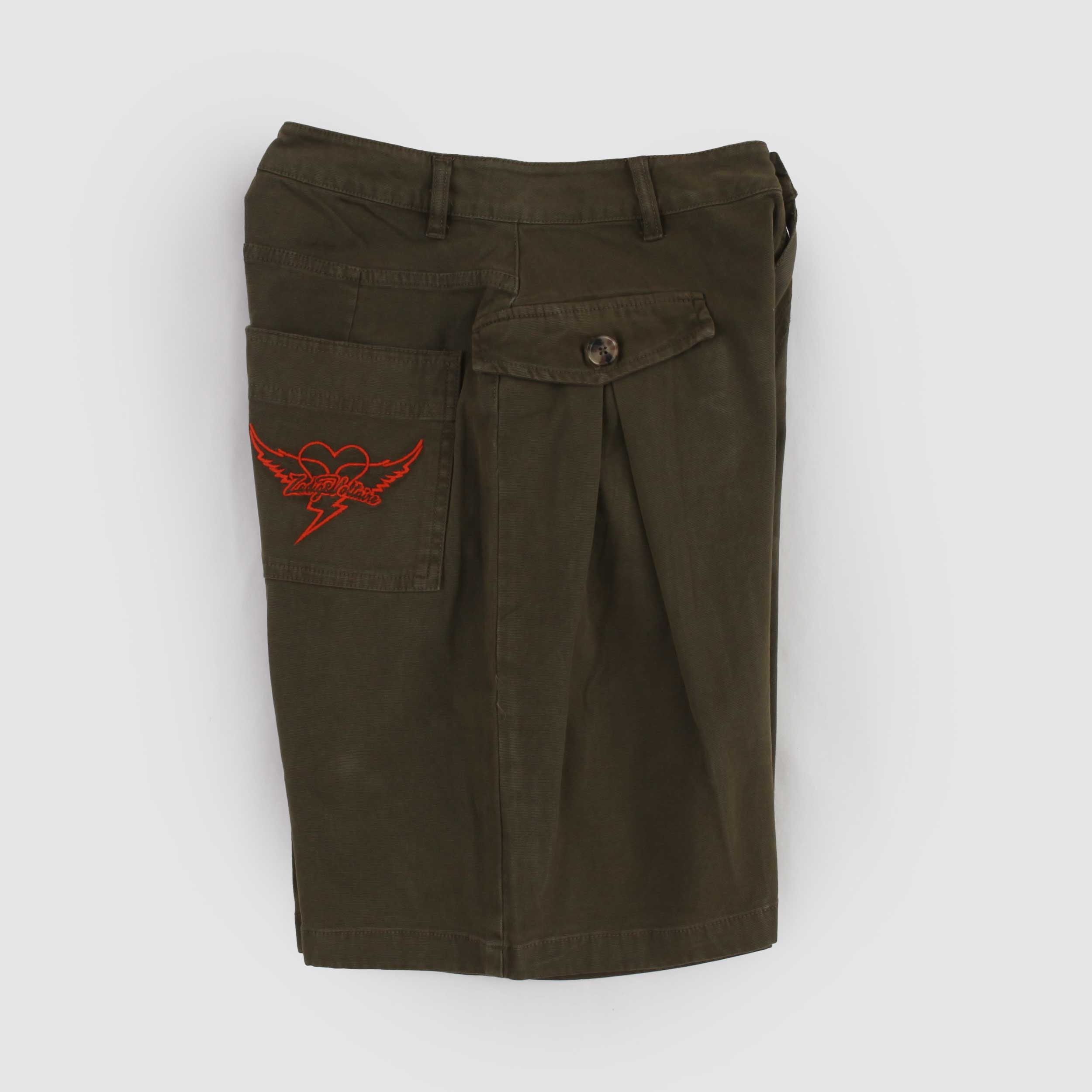 Green BERMUDA Shorts with Orange Embroidery by ZADIG AND VOLTAIRE