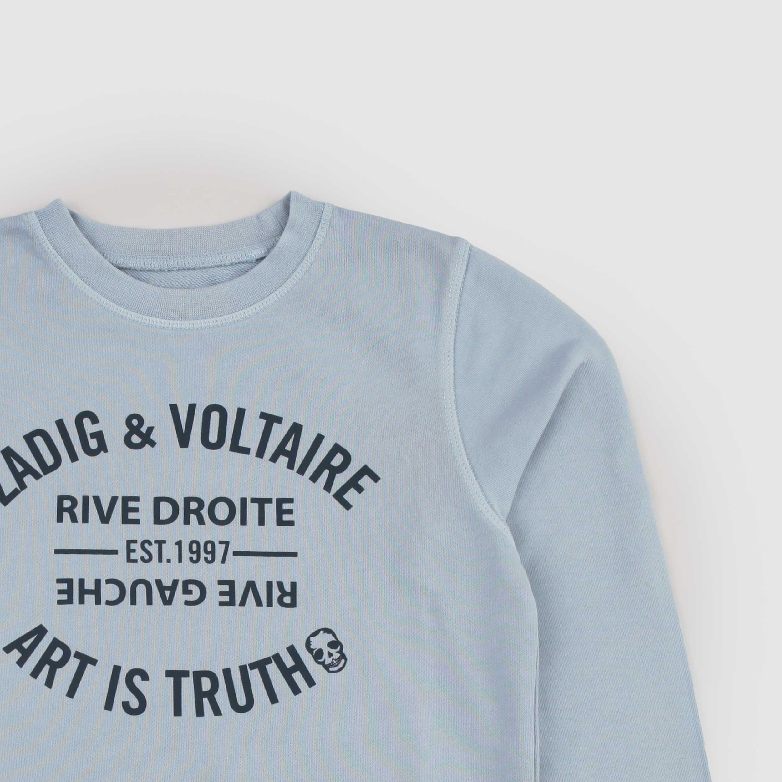 Felpa Celeste con Stampa Nera Firmata ZADIG AND VOLTAIRE