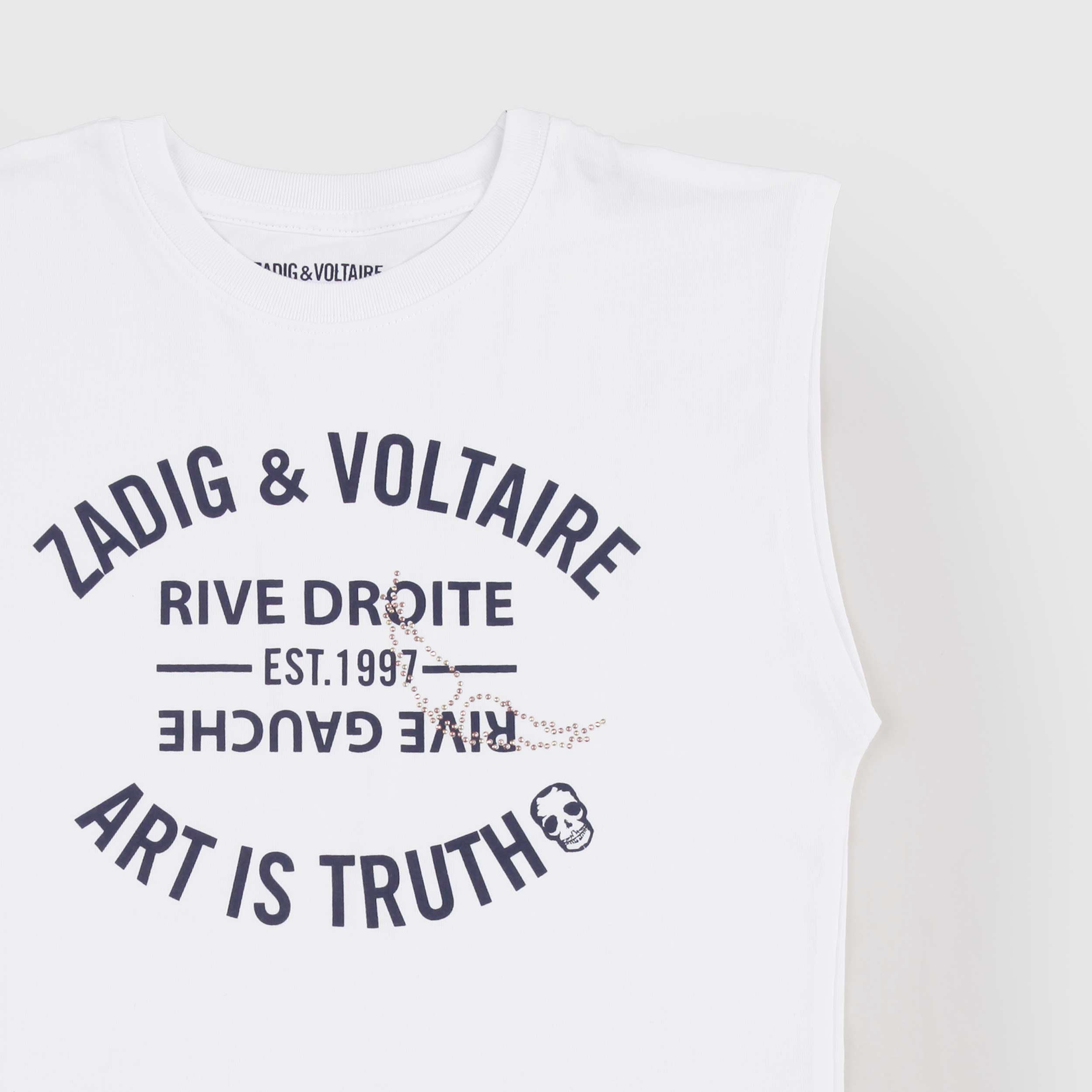 White Sleeveless Top with Rhinestones by ZADIG AND VOLTAIRE