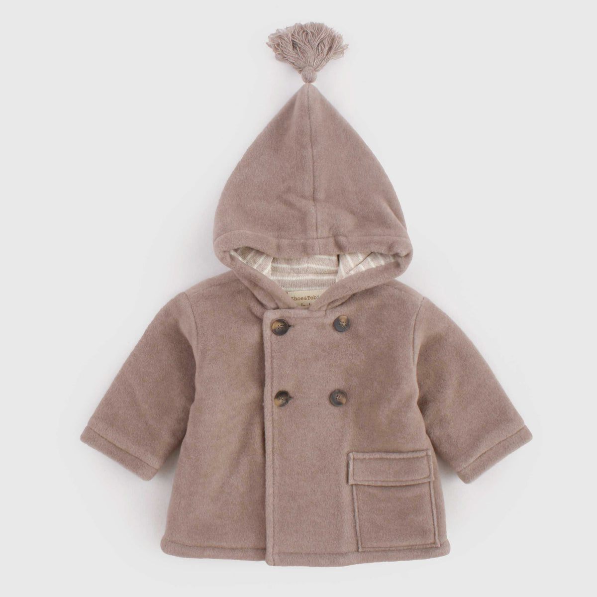 ZHOE AND TOBIAH Double-Breasted Dove Coat in Baby Cloth