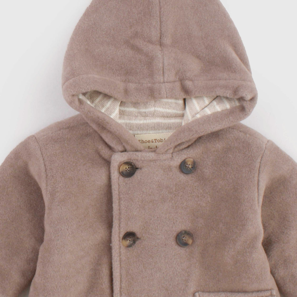 ZHOE AND TOBIAH Double-Breasted Dove Coat in Baby Cloth