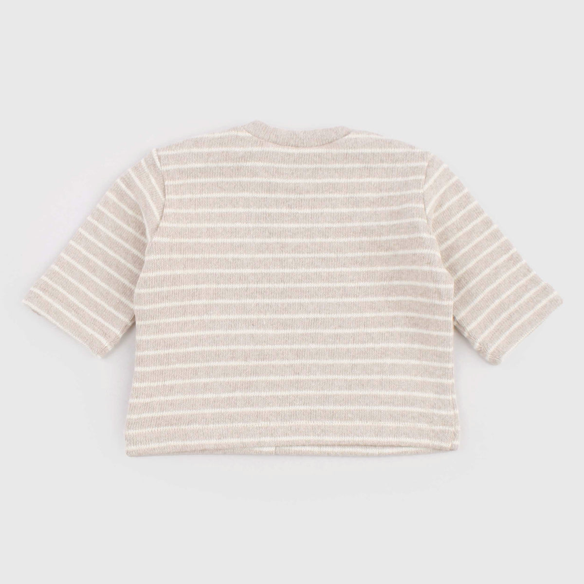ZHOE AND TOBIAH Wooden Buttoned Beige and Cream Sweater for Newborn