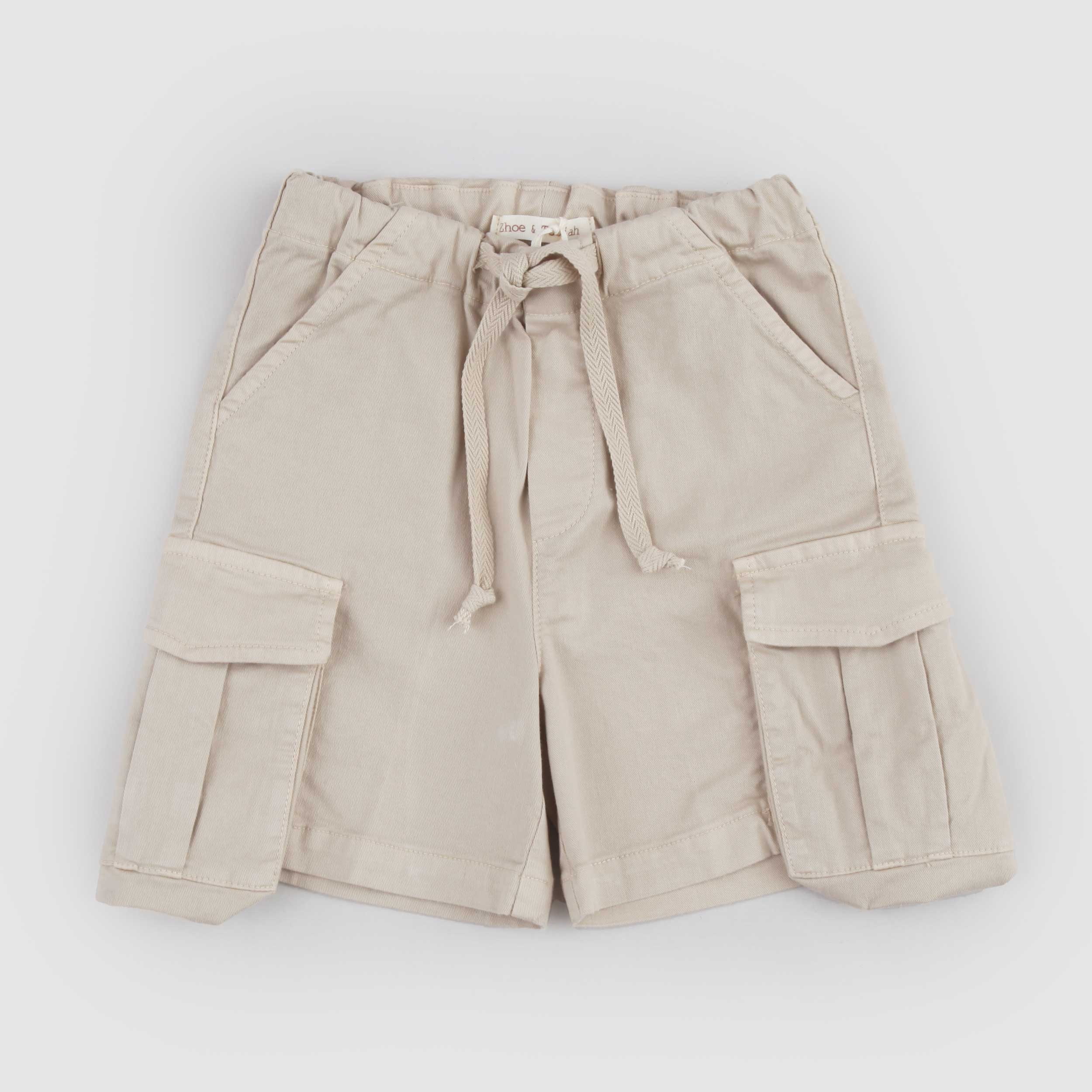 Beige Bermuda Shorts with ZHOE AND TOBIAH Signature Flap