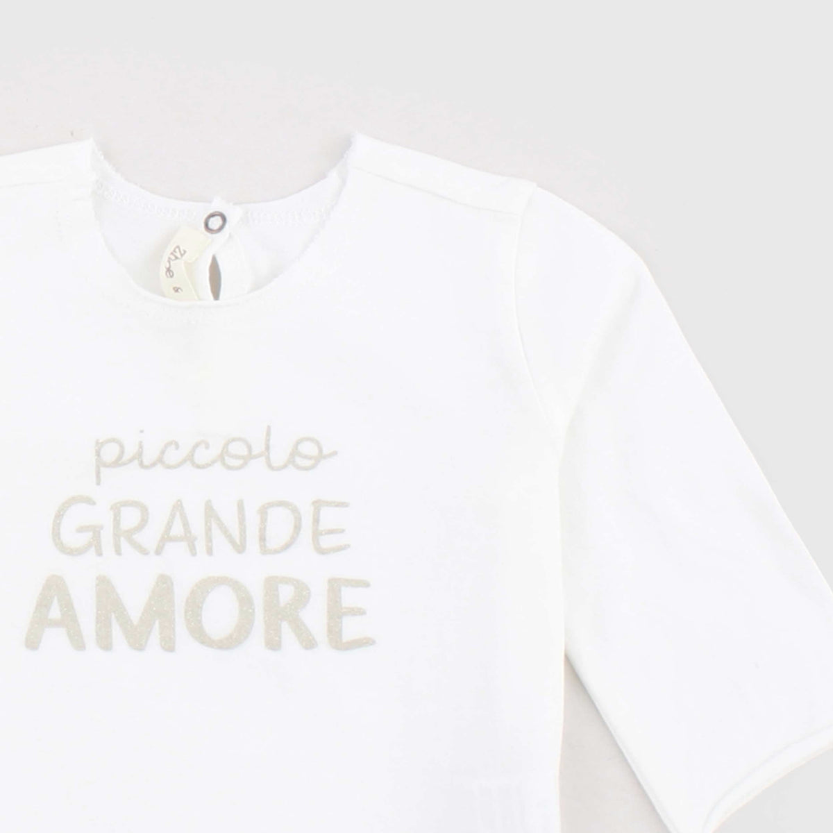 T-shirt Bianca con Scritta Beige per Neonata ZHOE AND TOBIAH