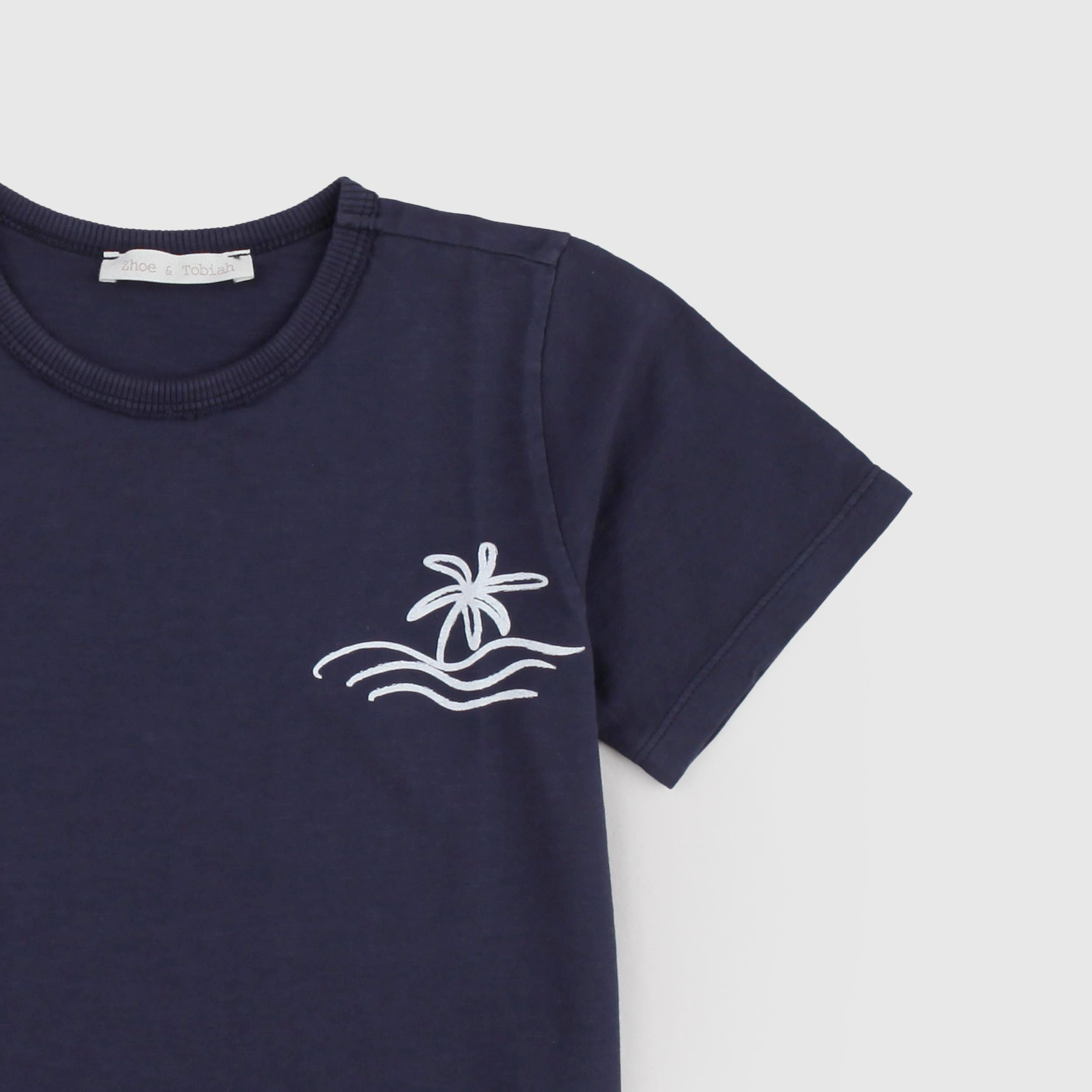 T-shirt Blu con Scritta Iconica Firmata ZHOE AND TOBIAH