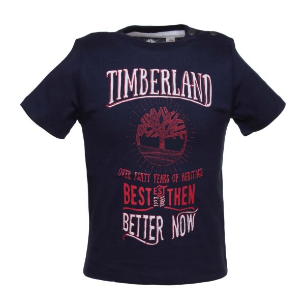 Timberland - T-SHIRT BABY BLU CON STAMPE