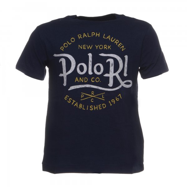 Ralph Lauren - T Shirt bambino blu navy in jersey