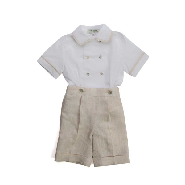 Paio Crippa - BABY BOY WHITE AND BEIGE OUTFIT