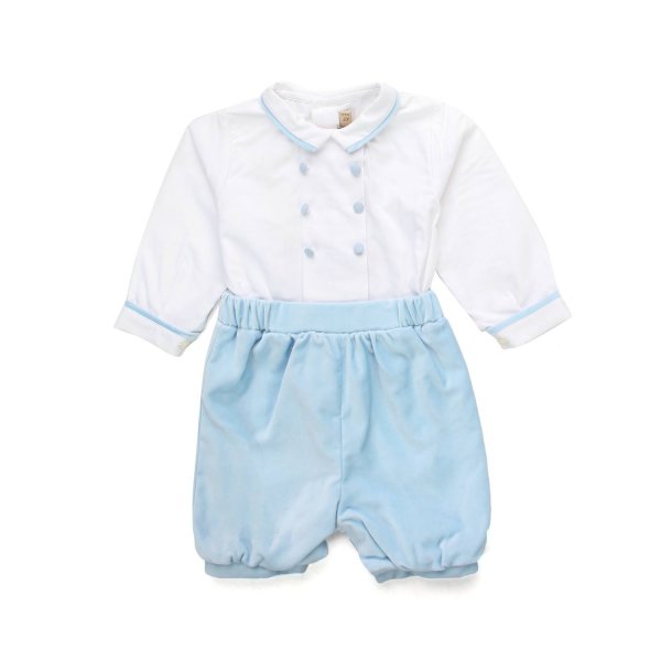La Stupenderia - WHITE AND LIGHT BLUE SUIT FOR BABY AND NEWBORN