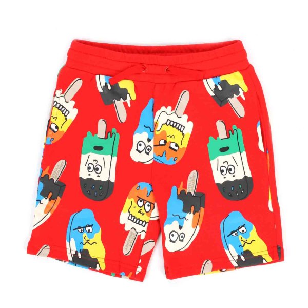 Stella Mccartney - RED AND MULTICOLOR SWEAT SHORTS FOR KIDS