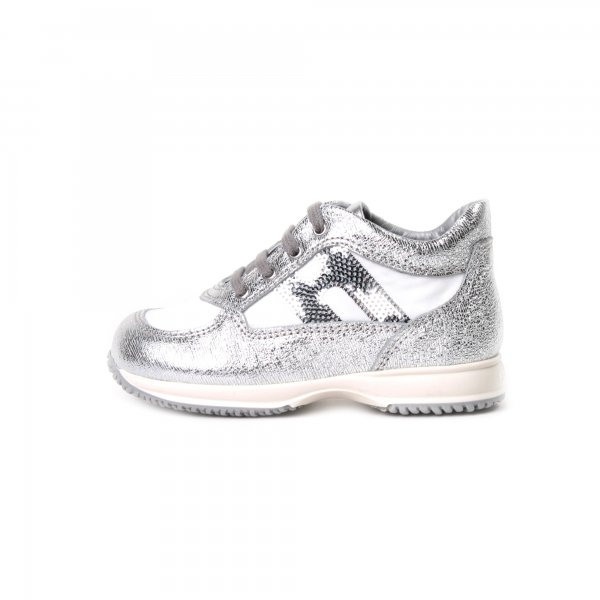 Hogan - Sneakers bebè Interactive bicolore bianche argento