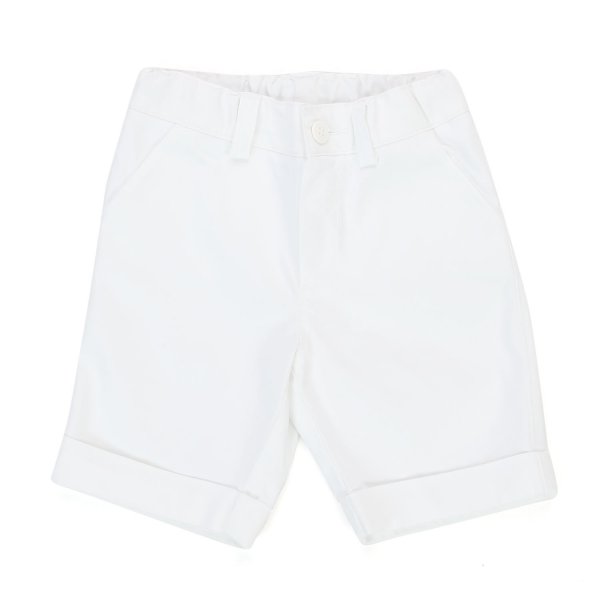 Officina51 - WHITE BERMUDA WITH LOGO PATCH FOR KIDS AND BABY