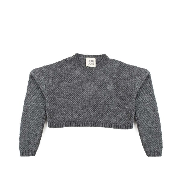 Douuod - GRAY CROPPED SWEATER FOR GIRLS