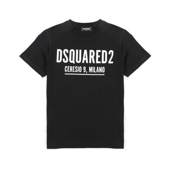 Dsquared2 - BLACK CERESIO T-SHIRT WITH WHITE LOGOS