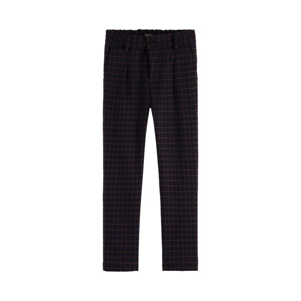 Scotch & Soda - NAVY BLUE AND BURGUNDY CHECK TROUSERS FOR BOYS