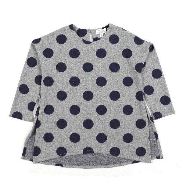 Magil - GRAY MAXI SWEATER WITH NAVY BLUE POLKA DOTS FOR LITTLE GIRLS
