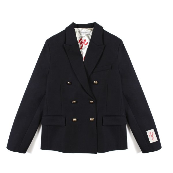 Golden Goose - DOUBLE-BREASTED NAVY BLUE AND GOLD JACKET FOR KIDS