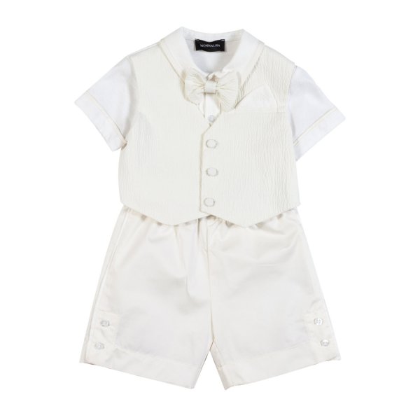 Monnalisa - CREAM WHITE CEREMONY OUTFIT FOR BABY BOYS