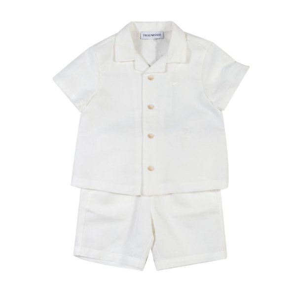 Armani Junior - WHITE SHIRT AND BERMUDA SUIT FOR BABY BOYS