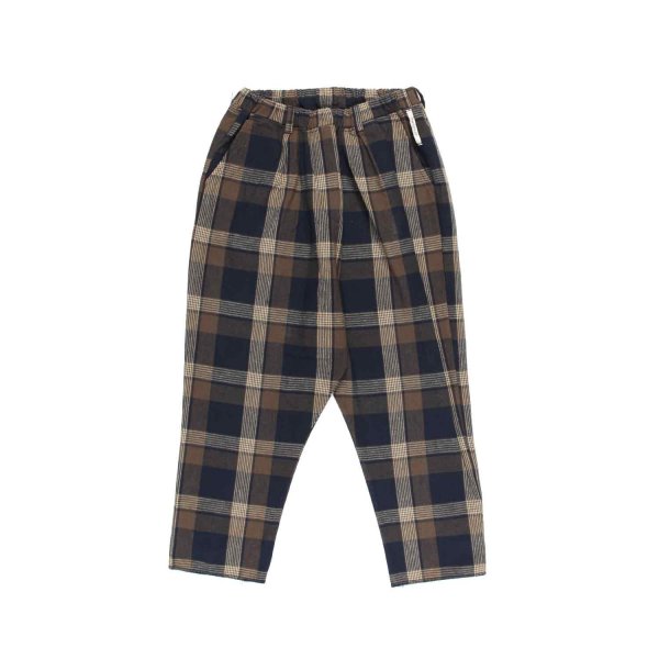 Madilly - BLUE AND BROWN WASABI CHECKED UNISEX TROUSERS