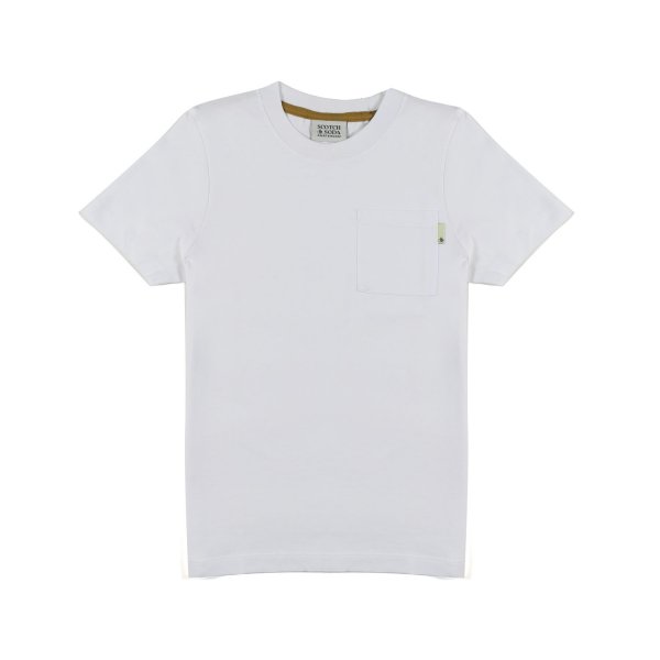 Scotch & Soda - WHITE T-SHIRT WITH CHEST POCKET FOR KIDS AND TEENS
