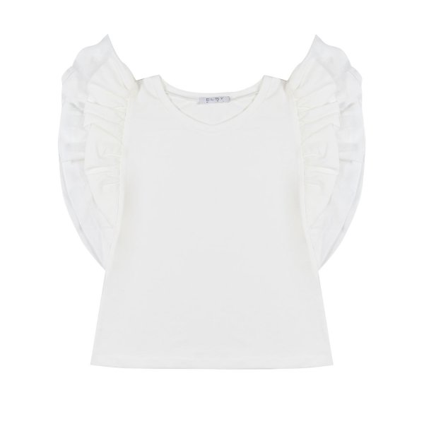 Elsy - WHITE TOP WITH RUFFLES FOR TEEN GIRLS