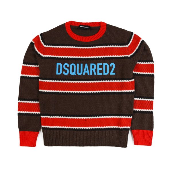 Dsquared2 - Red striped brown sweater for Kids and Teens