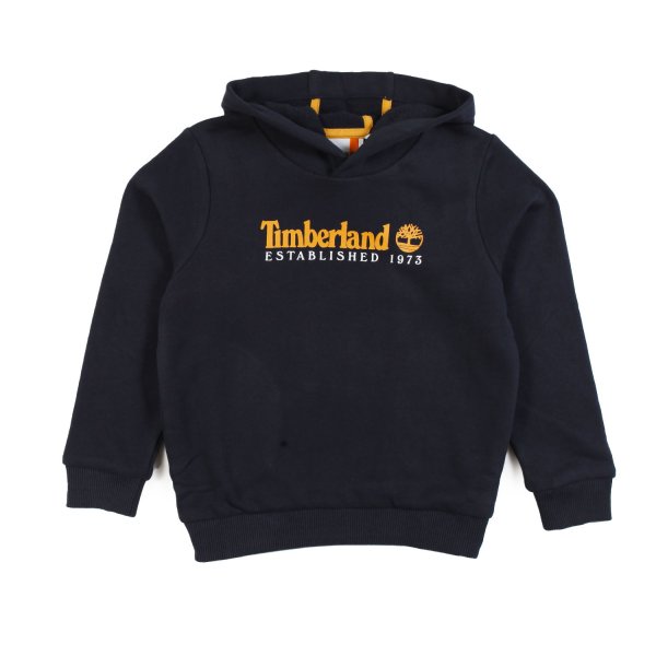 Timberland - Felpa hoodie blu navy con logo Timberland senape