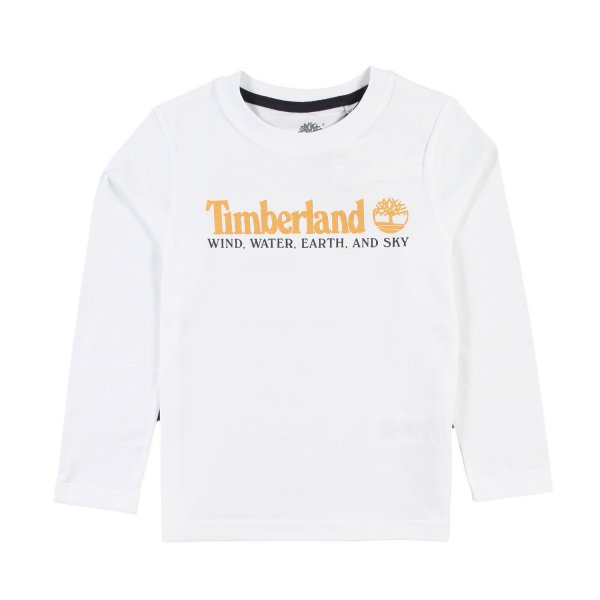 Timberland - T-shirt lunga Timberland bianca con logo senape